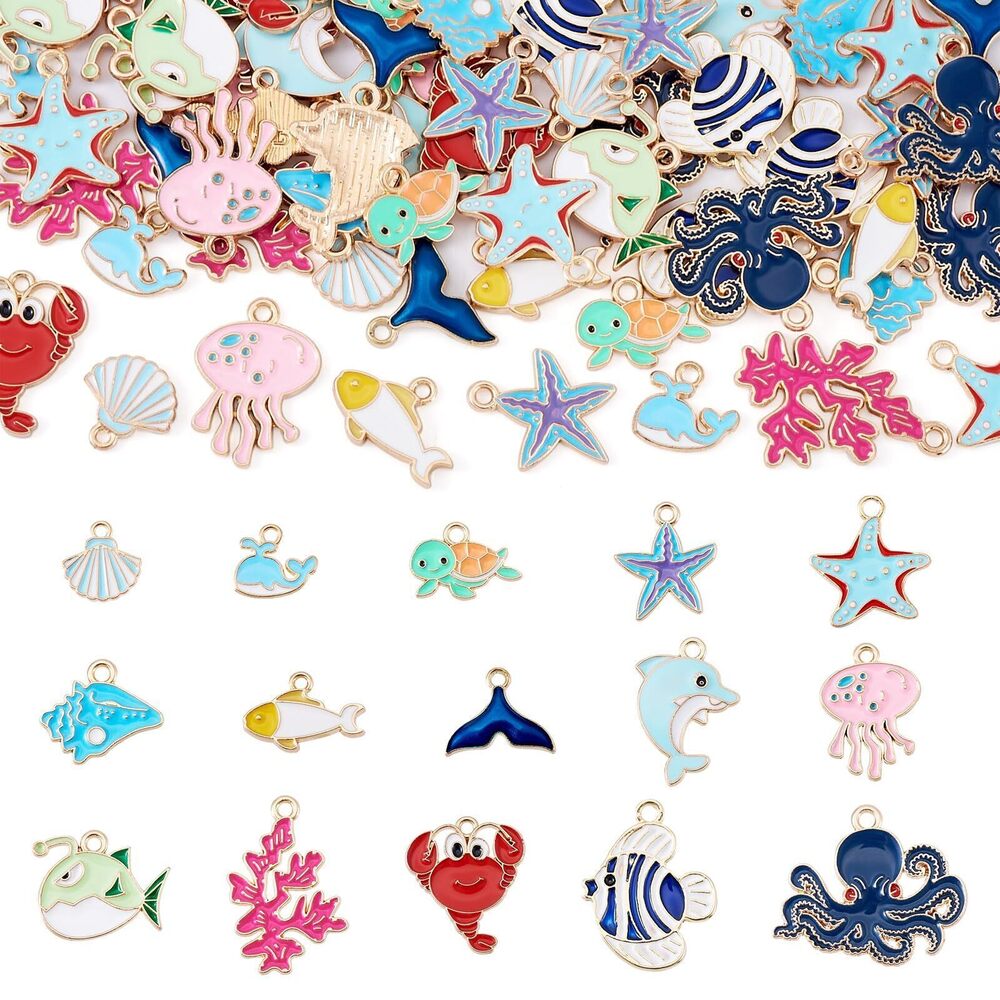 8012 Beadthoven 60pcs Ocean Theme Sea Charms for Jewelry Making, Alloy